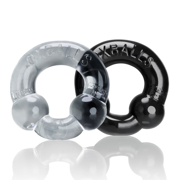 OxBalls Ultraballs 2 Pack Cockring Black And Clear
