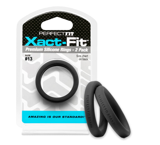 Perfect Fit Xact-Fit #13 Cock Rings, 1.3in/3.3cm, 2-Pack, Black