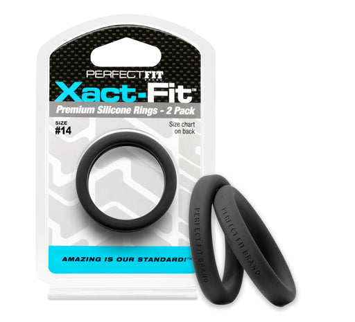 PerfectFit Xact-Fit Cockring  #14 1.4in, Black, 2-pack