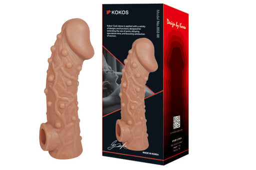 Kokos Cock Sleeve 2 Medium flesh beaded penis sleeve with packaging