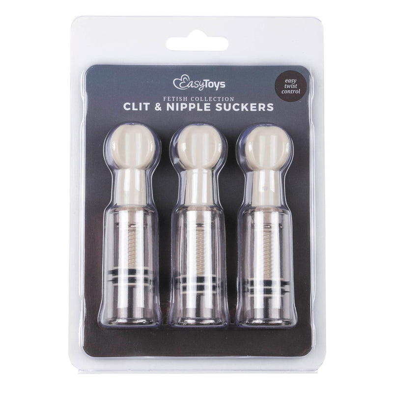 Fetish Collection Nipple and Clit Suckers, 3-pack, Clear