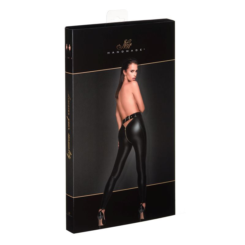 Noir Open Back Leggings with Gold Zipper, Black, S/M/L