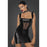 Noir Power Wetlook Short Dress with Front Tulle Inserts, Black, S/M/L