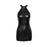 Noir Snake Wetlook Mini Dress with Front Zipper, Black, S/M