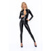 Noir Power Wetlook Catsuit w Front Zipper, Black, Small