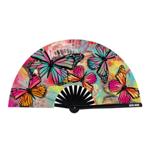 Neva Nude Flutter By Butterfly Blacklight Folding Fan, Mixed