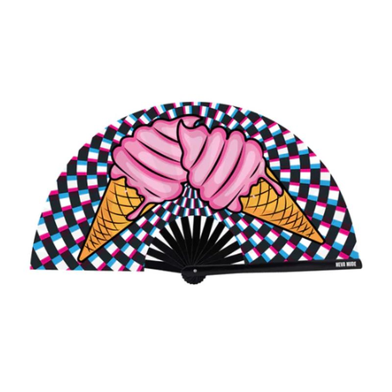 Neva Nude Ice Scream You Scream Blacklight Folding Fan, Mixed
