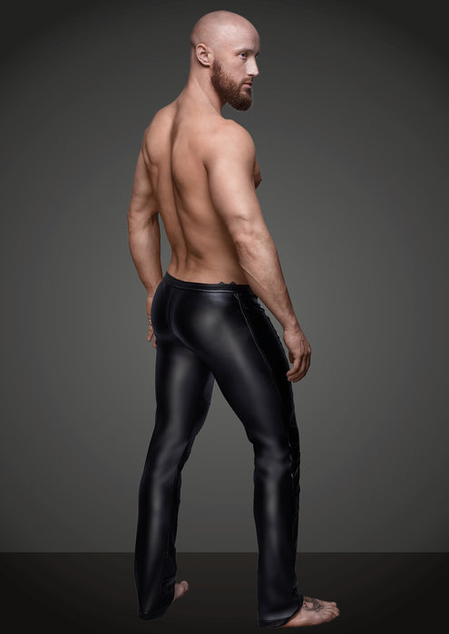 Noir Sexy Wetlook Pants With Hot Details, Black, S-XL