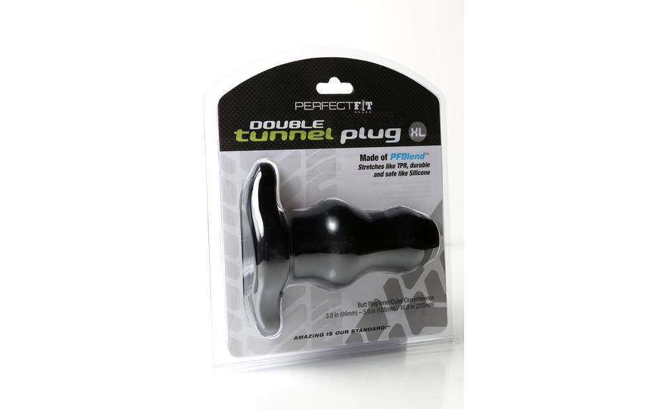Perfect Fit Tunnel Plug Double XL, Black/Clear BuzzVibes Perfect Fit Tunnel Plug Double XL, Black/Clear BuzzVibes