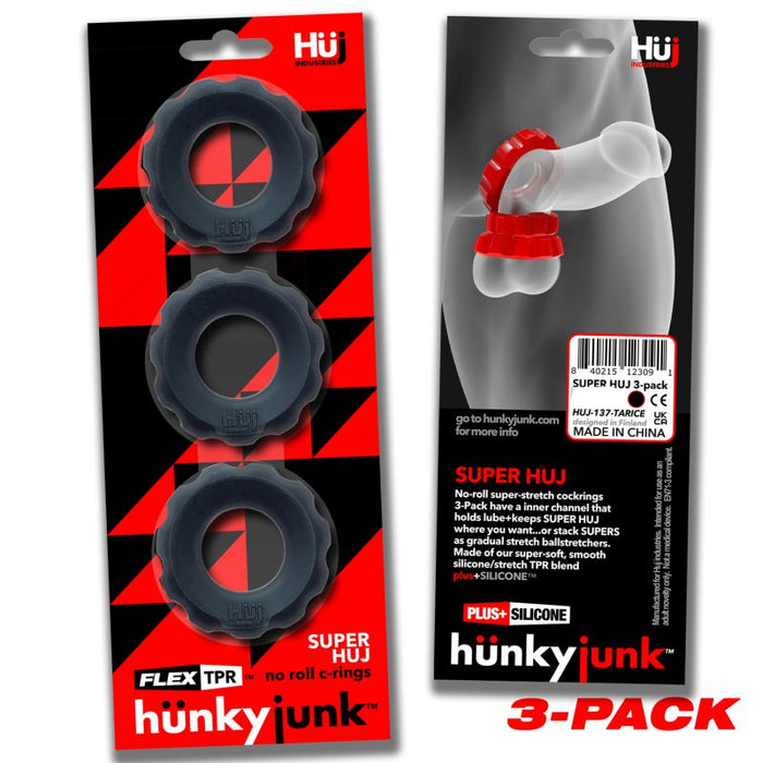 Super Hunkyjunk Cockrings 3-pack, Tar Ice