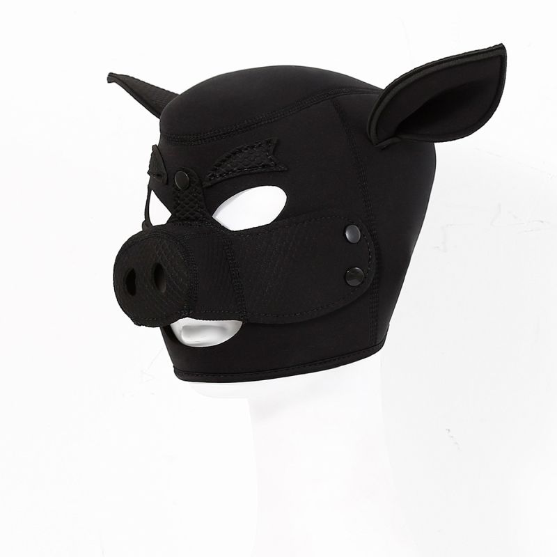 Angled view of Neoprene Pig Mask Black - Daytona