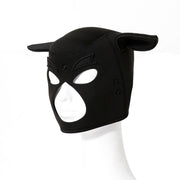 Angled view of Neoprene Pig Mask Black - Daytona with nose detached