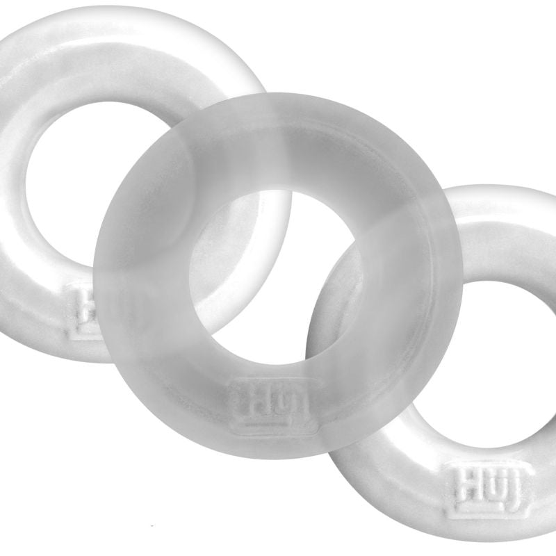 Three-piece HUJ white ice cock rings