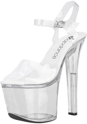 Lapdance Shoes Clear Platform Sandal With Quick Release Strap, 7" Heel, Size 7