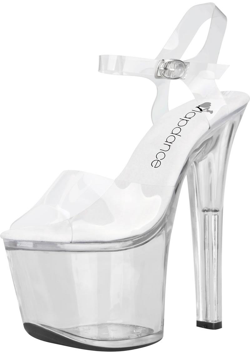 Lapdance Shoes Clear Platform Sandal With Quick Release Strap, 7" Heel, Size 7