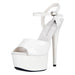 Lapdance Shoes White Platform Sandal w Quick Release Strap, 6in, Heel Size 7