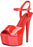 Red Platform Sandal With Quick Release Strap 6in Heel Size 8