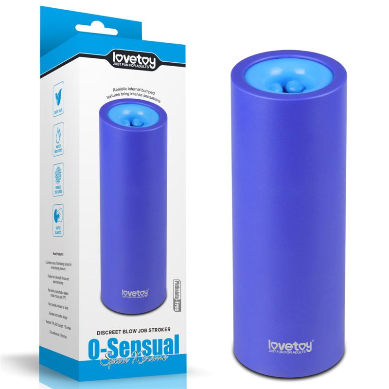 Lovetoy O-Sensual Discreet Blow Job Stroker, Blue