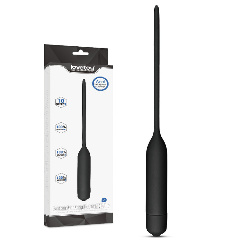 Lovetoy Silicone Vibrating Urethral Dilator, 4.8"/12.2cm, Black