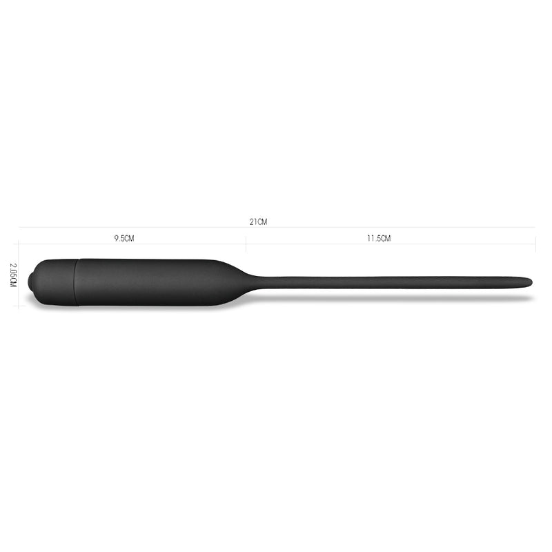 Lovetoy Silicone Vibrating Urethral Dilator, 4.8"/12.2cm, Black