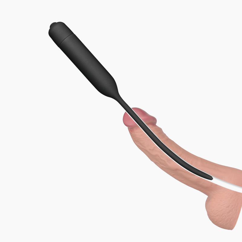 Lovetoy Silicone Vibrating Urethral Dilator, 4.8"/12.2cm, Black