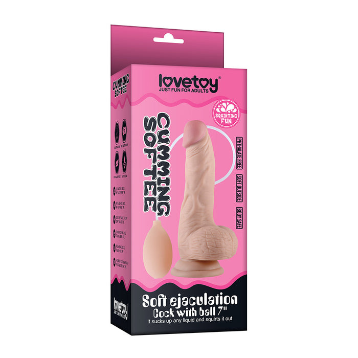 Lovetoy Soft Ejaculation Cock With Ball, 8"/20cm, Flesh