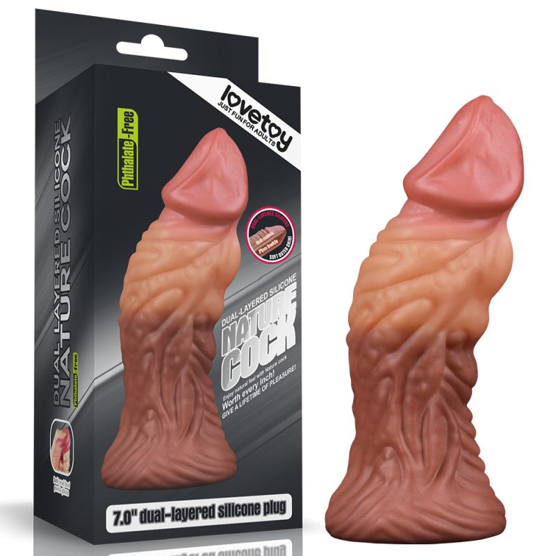Lovetoy Dual layered Platinum Silicone Plug, 7"/18cm, Flesh