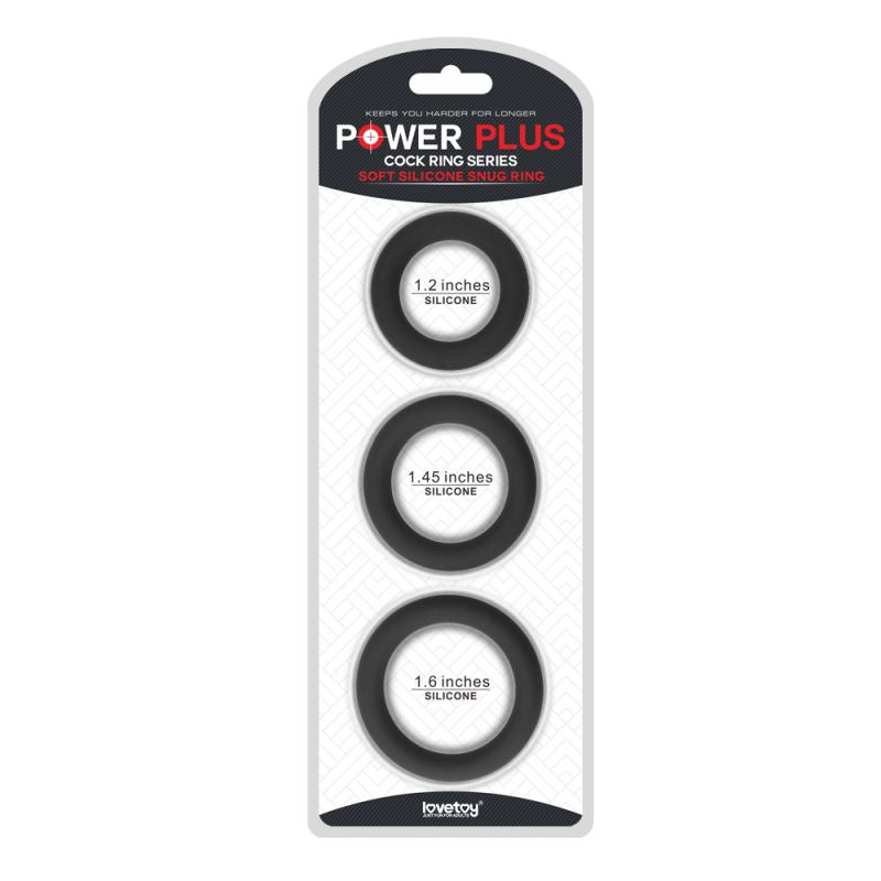 Lovetoy Silicone Cock Ring Set – 3 Piece Stretchy Ring Kit – Black