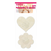 Lovetoy Lace Heart & Flower Nipple Pasties, Twin Pack, Nude