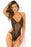 Rene Rofe Sexy Crotchless Lace And Mesh Teddy,  Black/Red, S/M, M/L