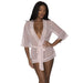 Robe with Lace Trim Blush, Turqoise, S/M, L/XL, Queen - Exposed