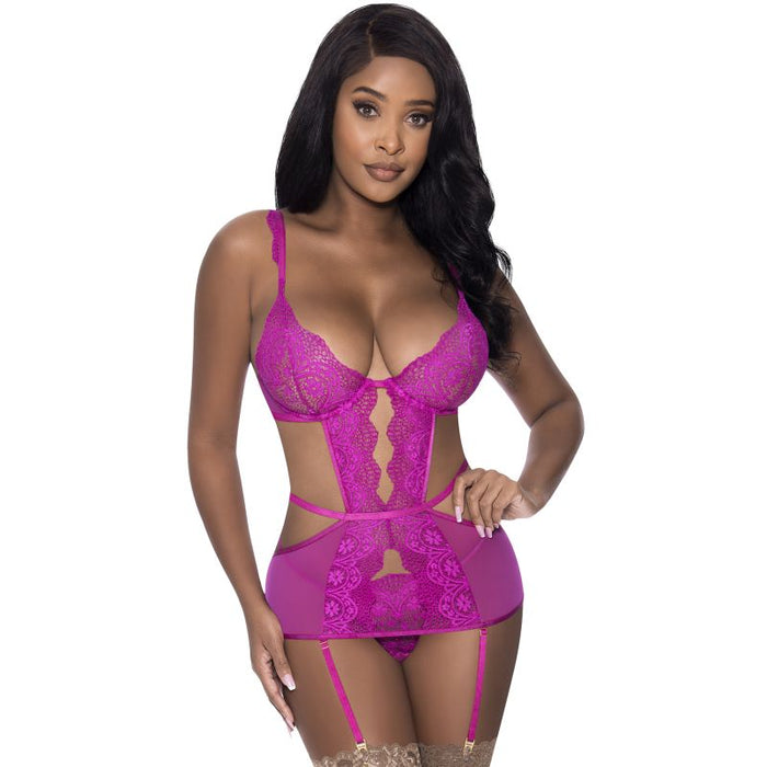 Cutout Dress and G-String Set, Rasperry, S/M, M/L - Exposed