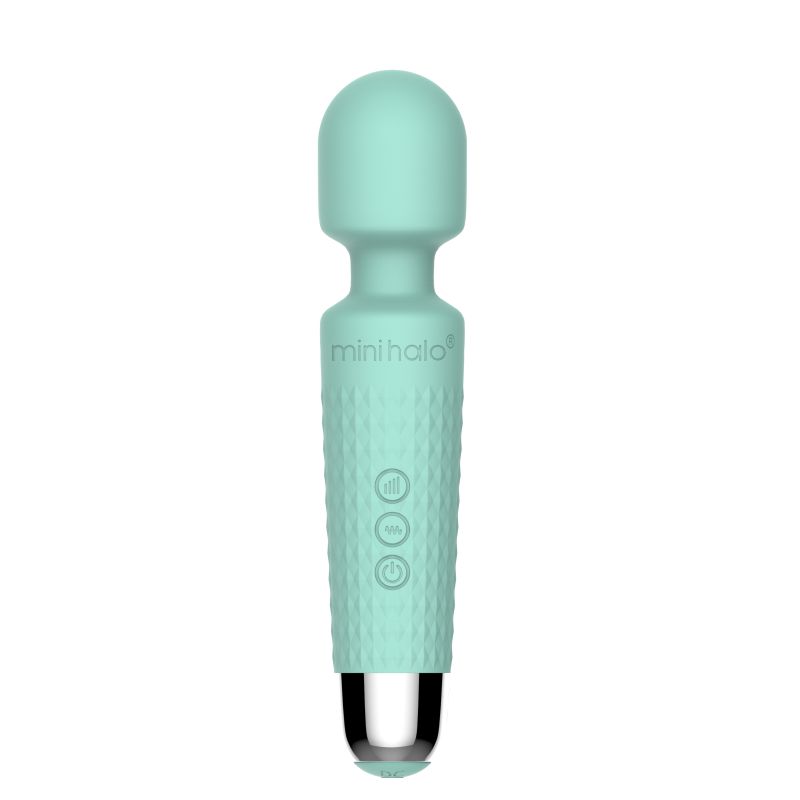 Vertical shot of Shibari Mini Halo Wireless Wand 20X Minty Green