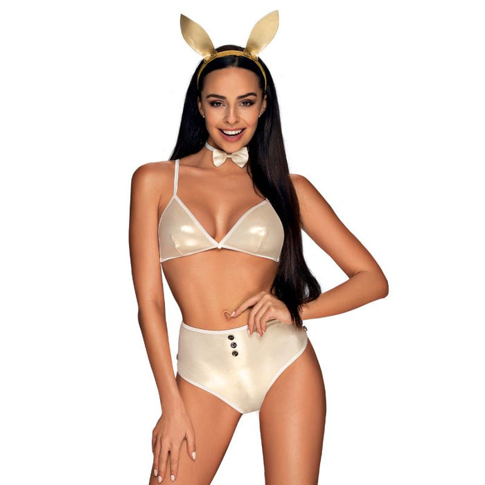 Neo Goldes Bunny Costume Set, White, S/M - Obsessive Lingerie