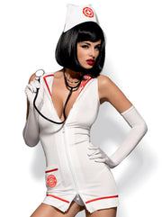 Emergency Dress And Stethoscope, White S/M - Obsessive Lingerie