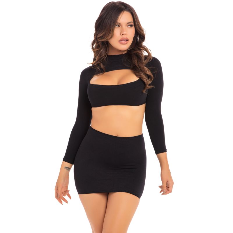 Pink Lipstick Stop and Stare 2-piece skirt set, Black/Red/Pink, S/M, M/L
