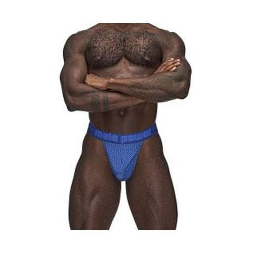 Male Power Sexagon Micro V Thong, Blue, S/M, L/XL