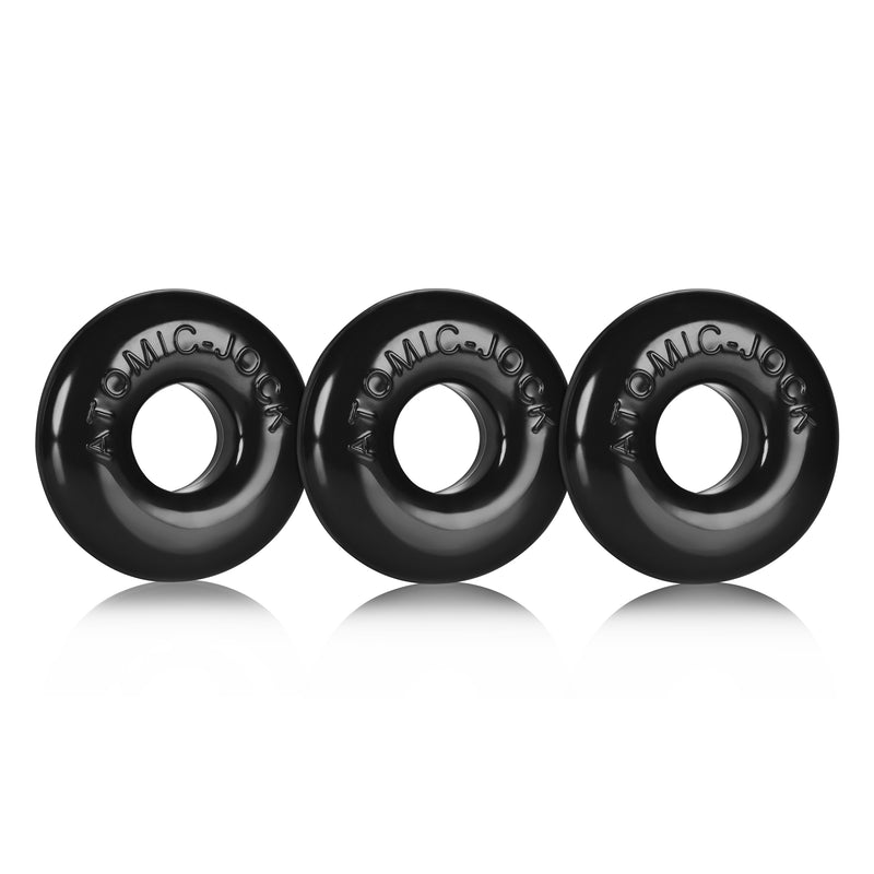 OxBalls Ringer 3-Piece Cockring Set, Black/Grey/Mixed