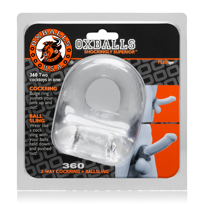 OxBalls 360 Cockring And Ballsling, Black/Clear