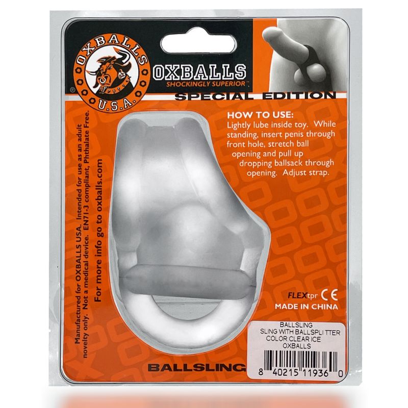 OxBalls  Ballsling Split Sling, One Size, Clear Ice