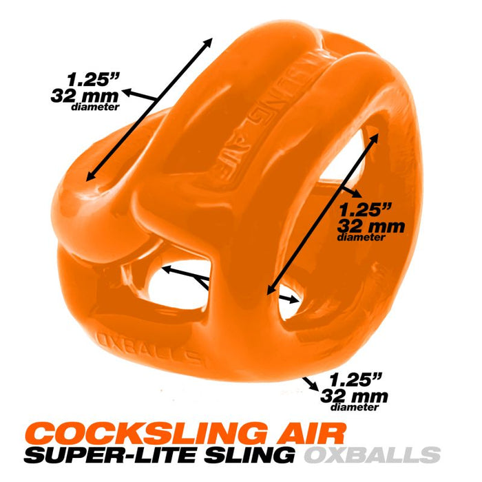 Original Lite Cocksling Air Orange showing 32mm diameter openings.