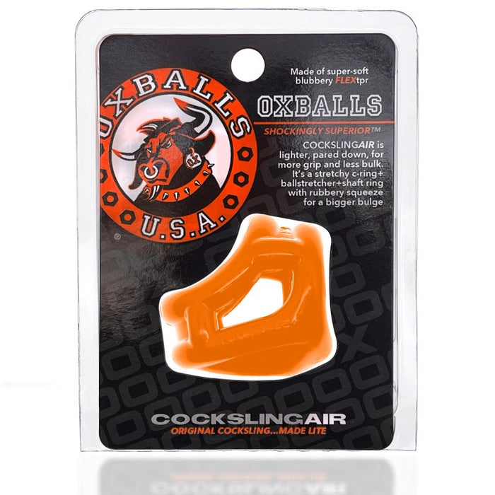 Cocksling Air Orange package. Cocksling Air is lighter, pared down for more grip and less bulk. Made of FLEXTPR