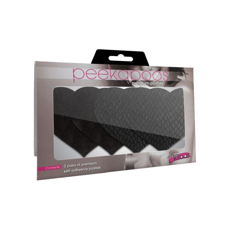 Peekaboo Pasties Classic Hearts Pasties, Black
