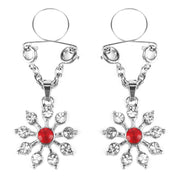Peekaboo Ruby and Diamond Star Nipple Jewellery, Silver/Red