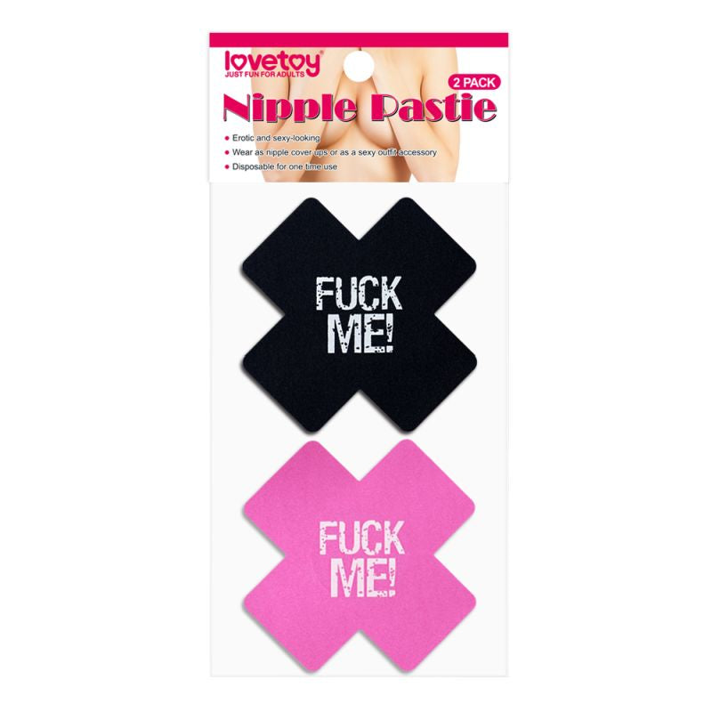 Lovetoy FUCK ME Cross Pattern Nipple Pasties Twin Pack