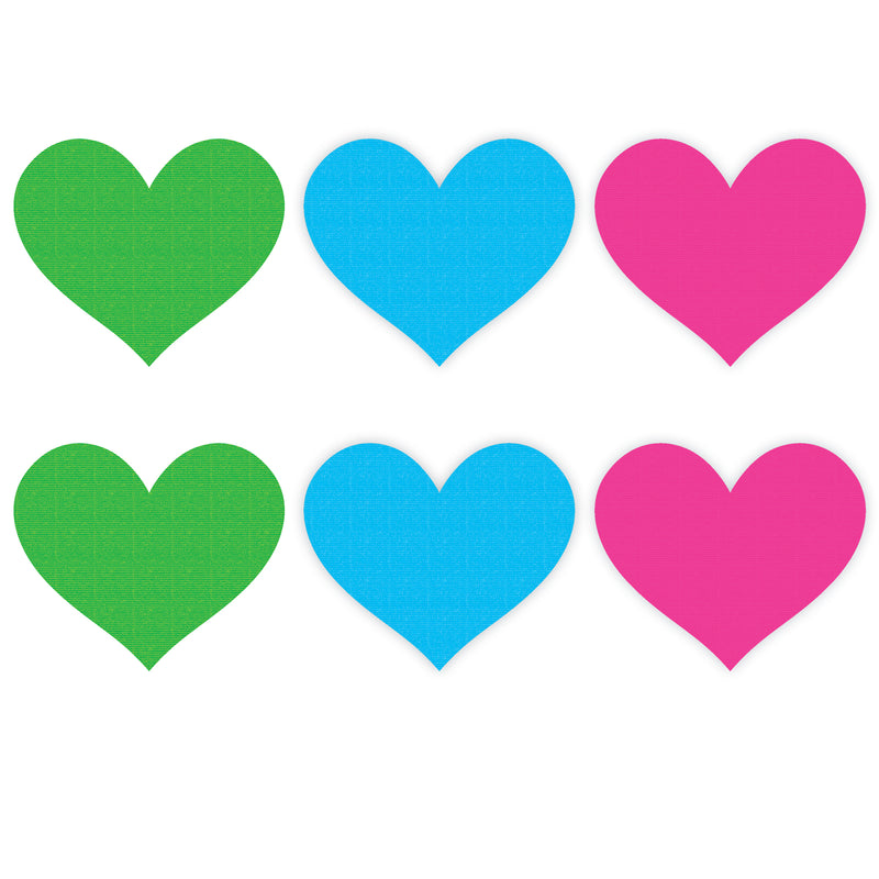 Peekaboo Pasties Neon Heart 3 Pk Pasties - Green/Blue/Pink