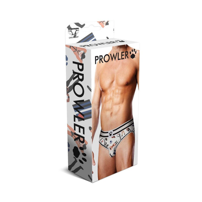 Front view of packaging for Prowler Leather Pride Open Brief White, Small