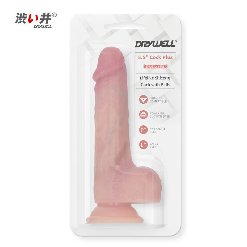 Realistic Silicone Cock with Suction 8.5in - Drywell