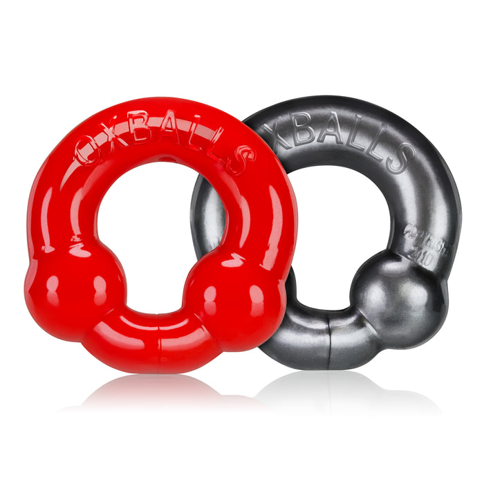 OxBalls Ultraballs Cockring 2-pack, Steel and Red