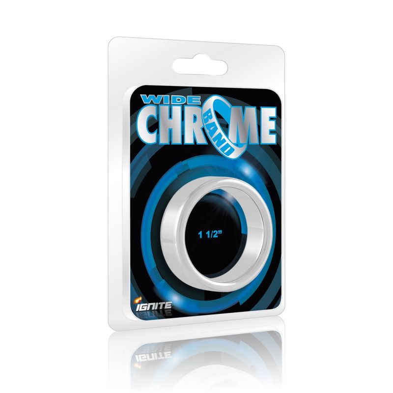 Ignite Wide Band Chrome Cock Ring, 38mm